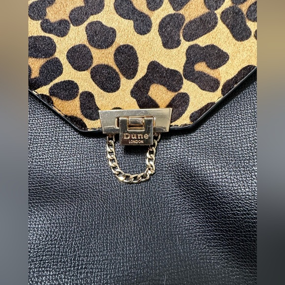 Dune London Faux Leather Backpack Leopard Printed Calf Hair 10.5X 11.5